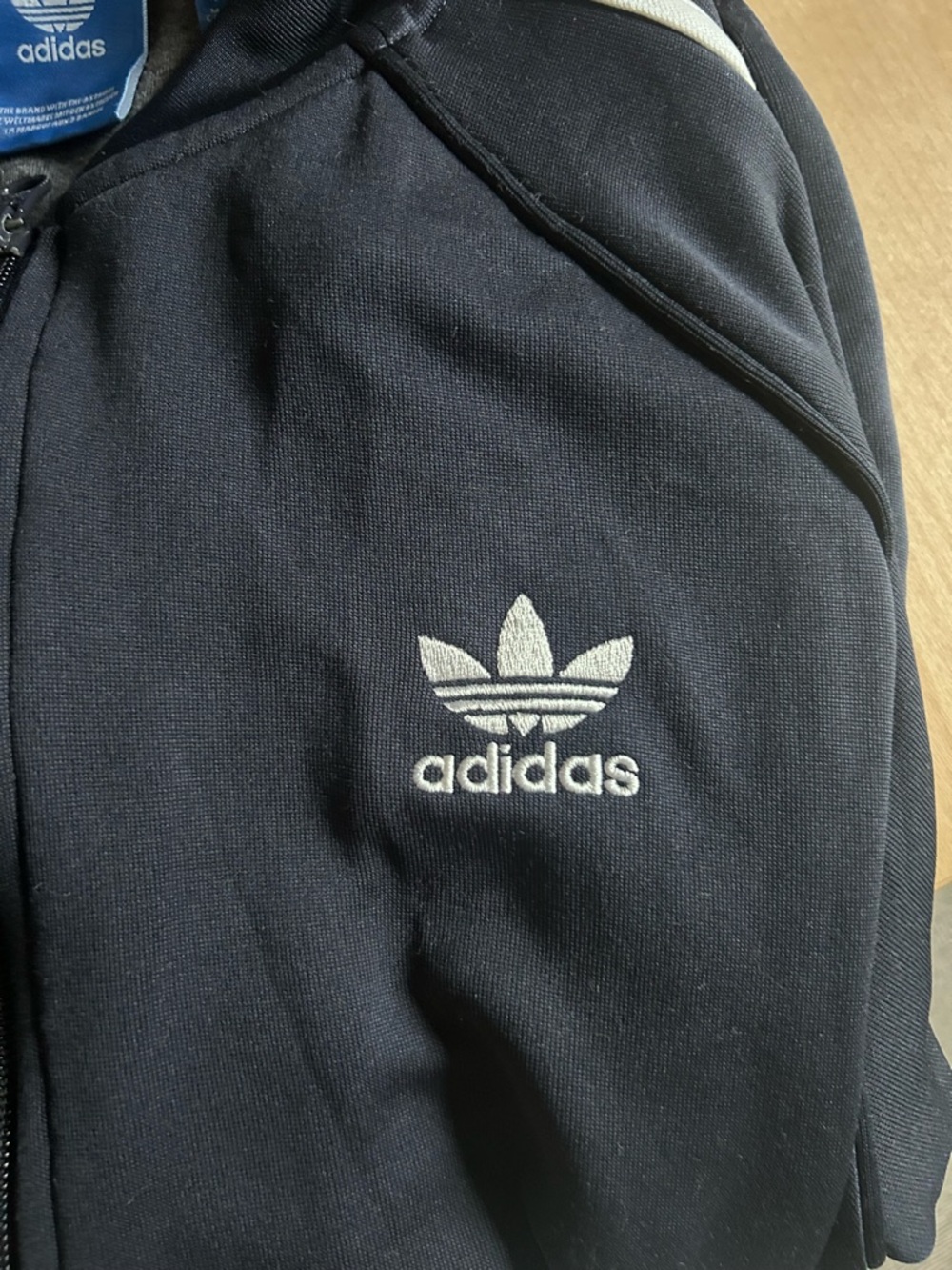 adidas Navy Track Jacket with White Stripes - Picture 3 of 3